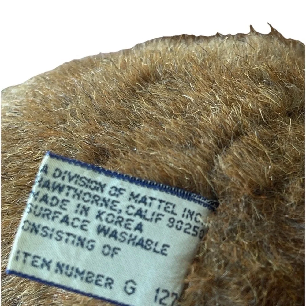 Vintage Mattel EmoTions Brown Teddy Bear Plush Korea 1986 Pink Nose Stuffed Toy - Picture 5 of 6